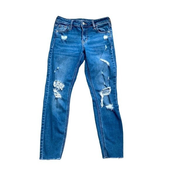 Old Navy Jeans Rockstar Super Skinny Distressed Mid Rise Sz 2 - Picture 1 of 11